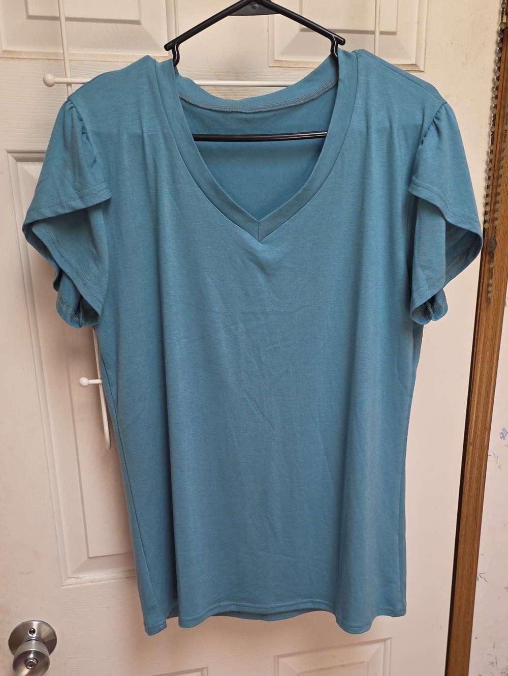 Classic Women's V-Neck Tee in Teal Blue